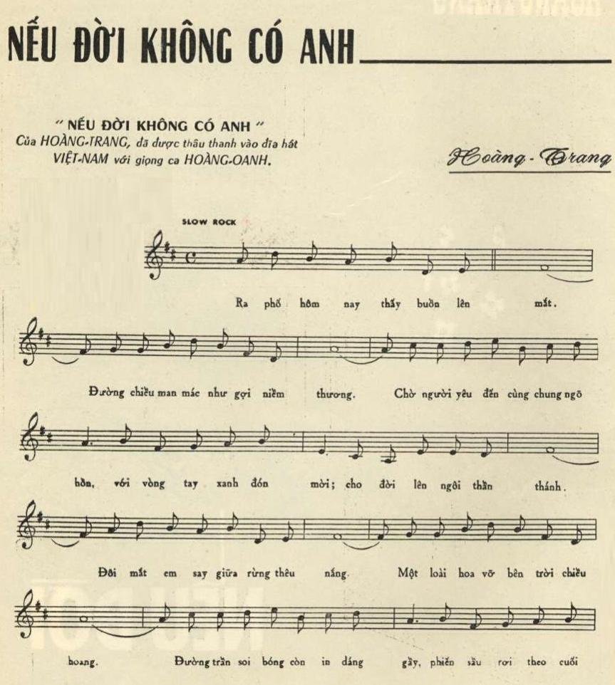 Sheet nhạc Nếu Đời Không Có Anh